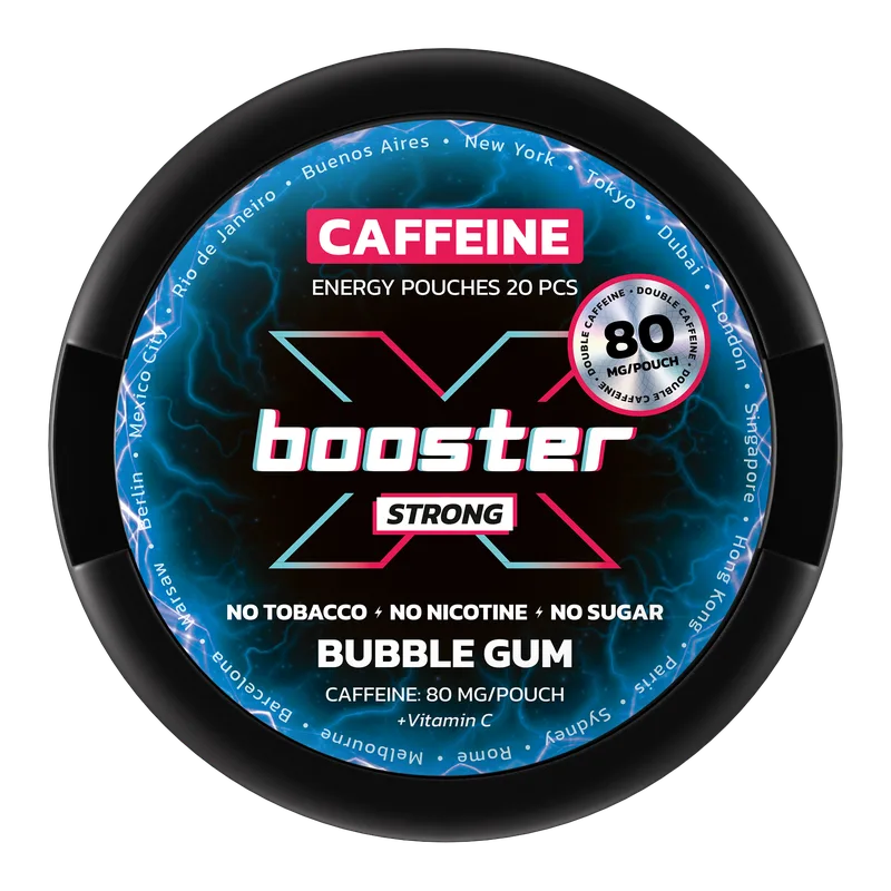 X-Booster Bubble Gum – nikotiiniton kofeiinipussi, 80 mg