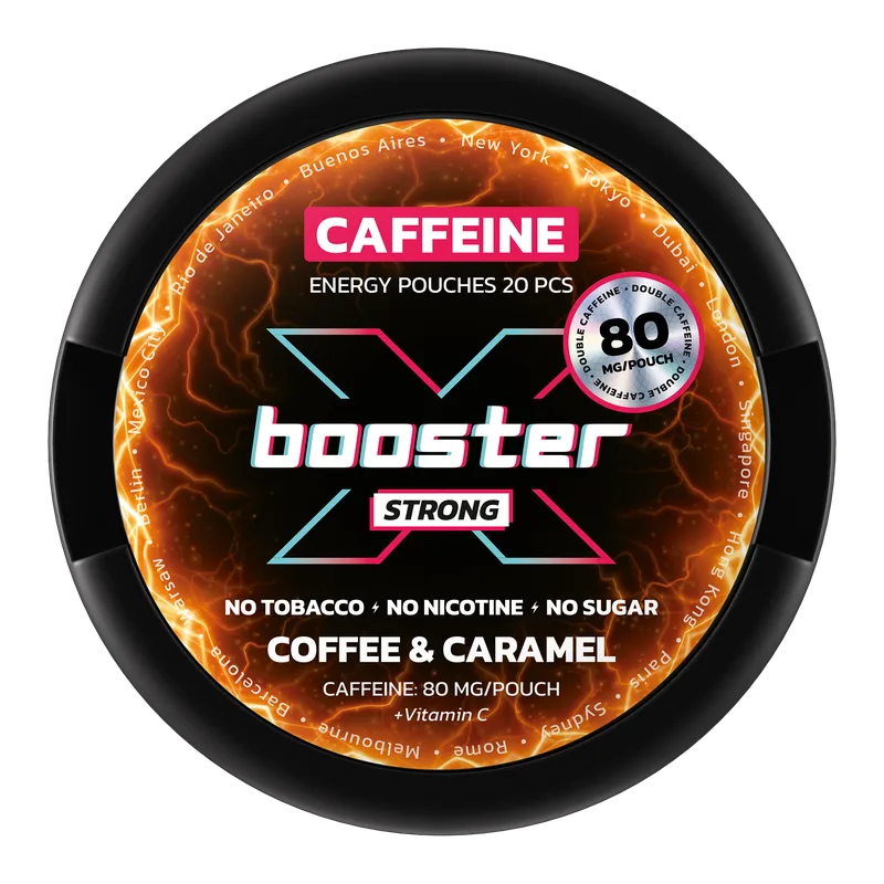 X-Booster Coffee & Caramel – nikotiiniton kofeiinipussi, 80 mg